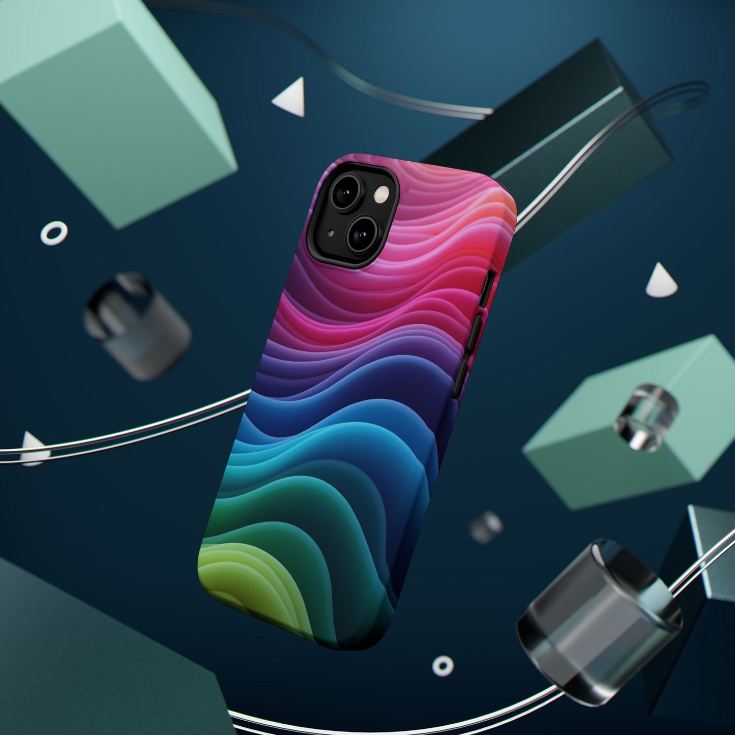 Colorful Wave Phone Case - Aesthetic iPhone Case | Rainbow Ripple Design | Trendy Gifts for Her | Unique Art Print