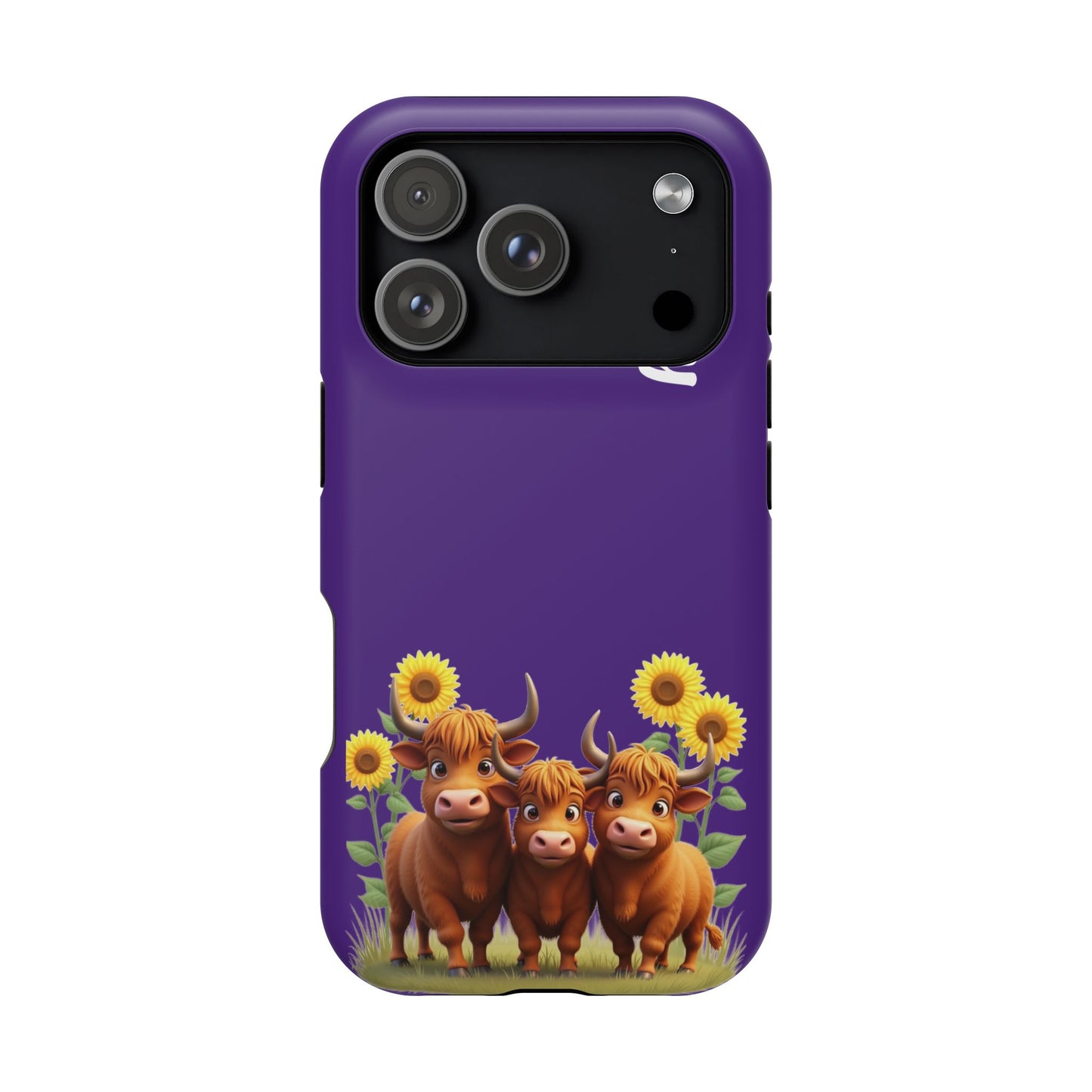 Personalized Purple Highland Cow Phone Case - Custom Name Farm Animal Gift | Cute Purple iPhone Cases for Women & Girls