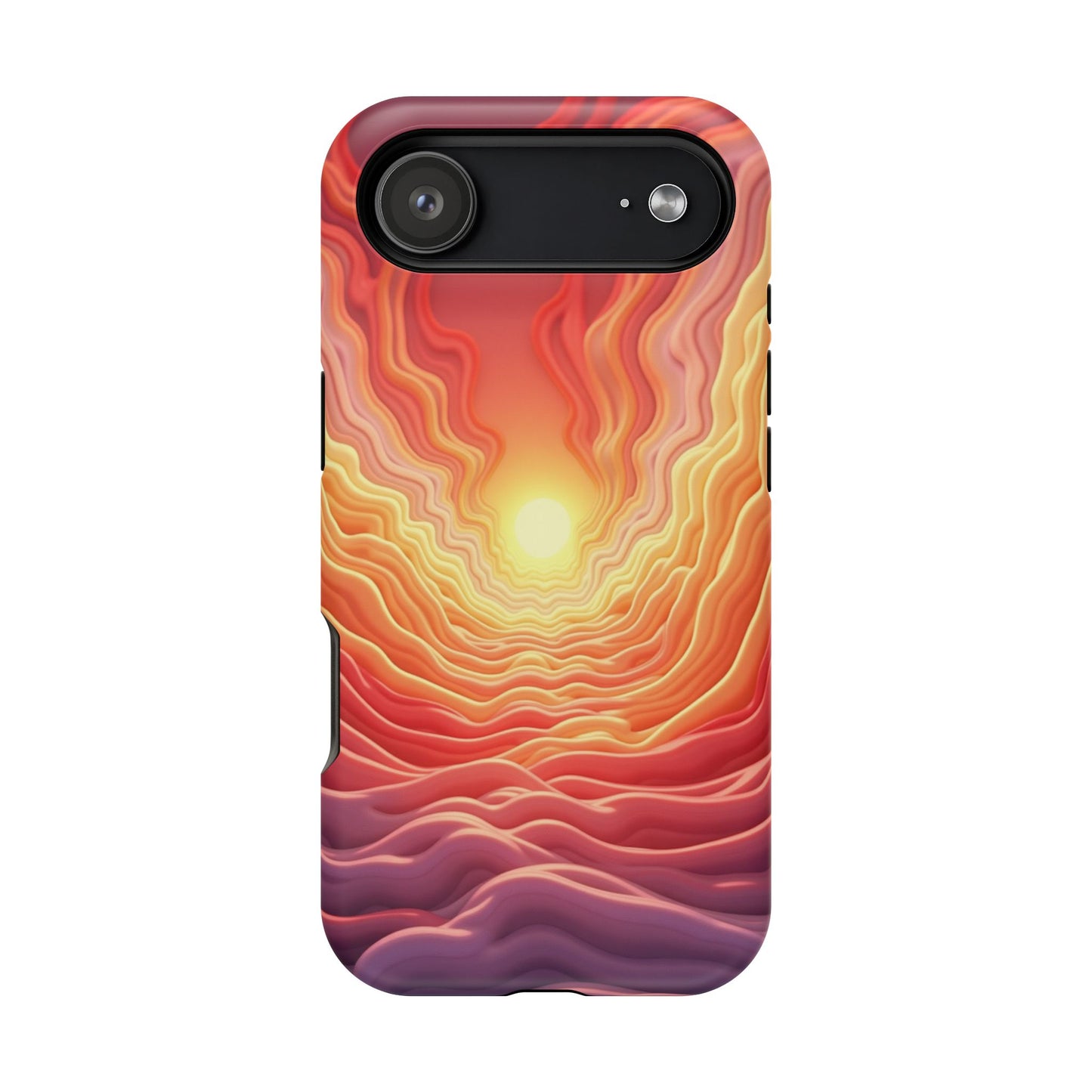Golden Glow iPhone Case - Sunset Landscape Design, Aesthetic Gift Idea