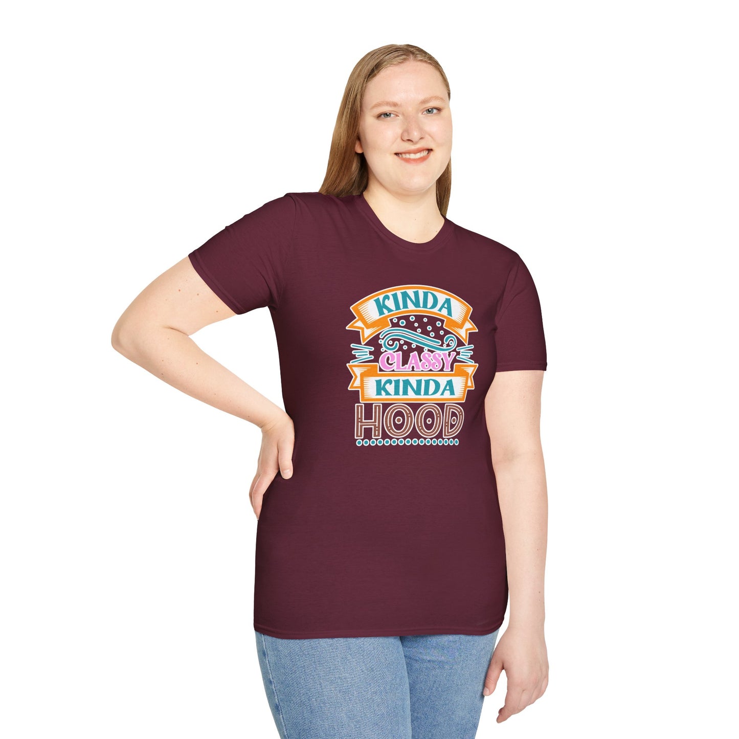 "Kinda Classy, Kinda Hood" Funny Dual-Vibe T-Shirt – Effortlessly Cool Graphic Tee for the Ironic Minimalist & Streetwise Sassy Soul