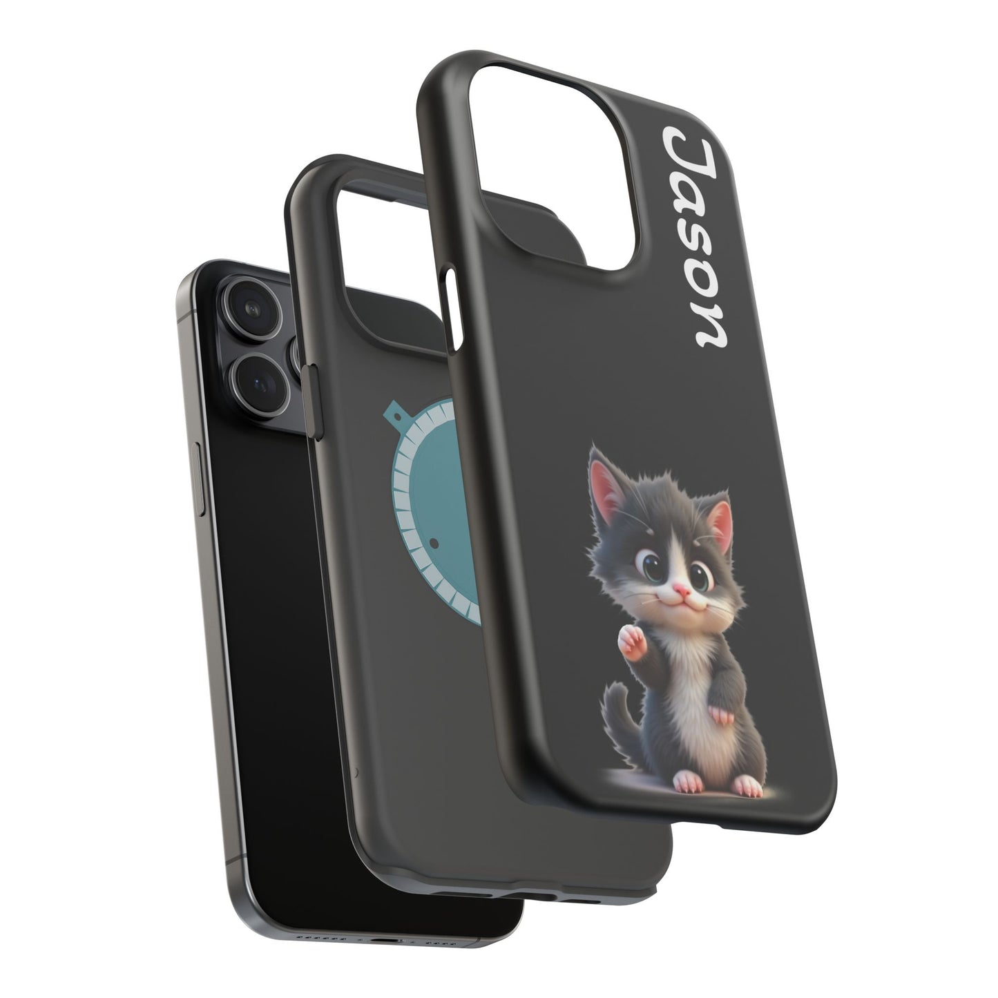 Personalized Kitten Phone Case - Custom Name Cat Lover Gift | Cute Black iPhone Cases for Women & Girls