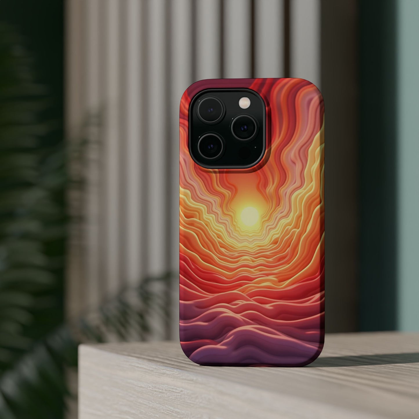 Golden Glow iPhone Case - Sunset Landscape Design, Aesthetic Gift Idea