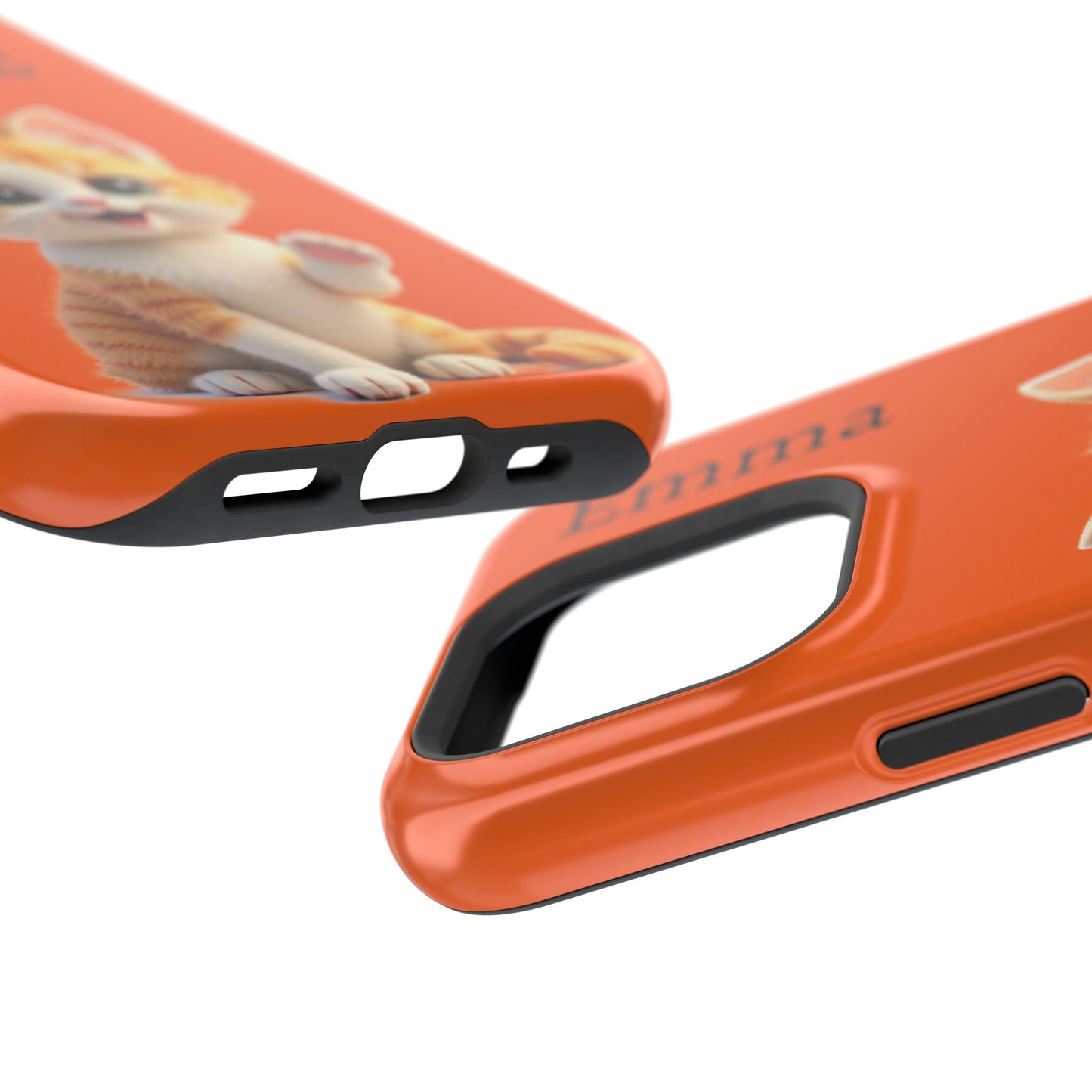 Personalized Orange Tabby Cat Phone Case - Custom Name Gift for Cat Lovers | Kawaii Kitten Cases for Girls & Women