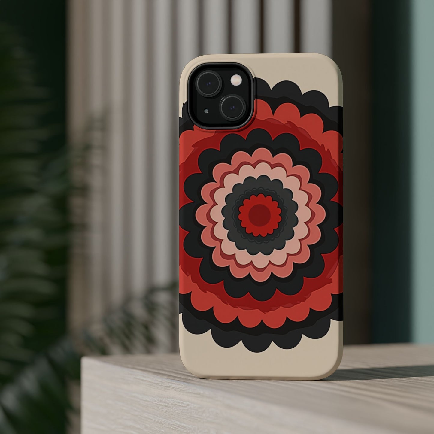 Layered Scallop Bloom iPhone Case - Retro Floral Design, Bold Aesthetic Gift Idea
