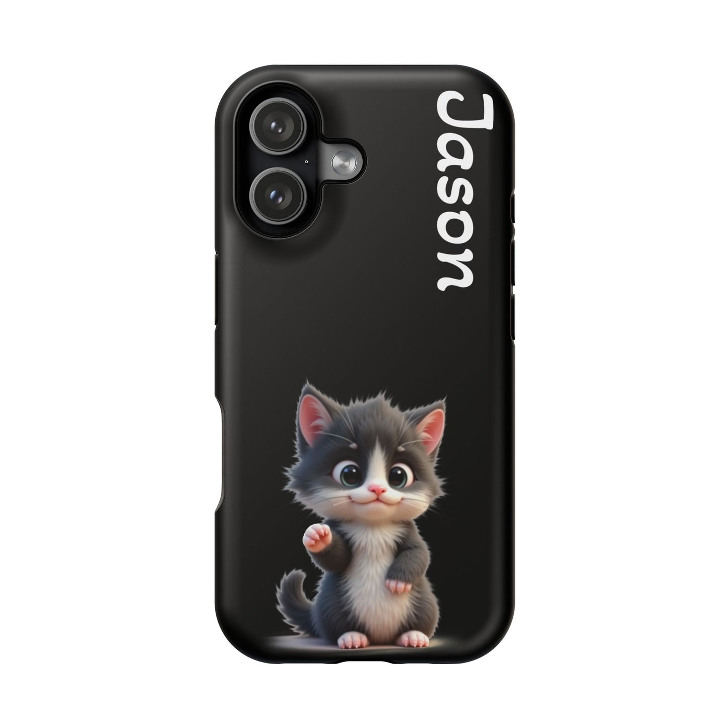 Personalized Kitten Phone Case - Custom Name Cat Lover Gift | Cute Black iPhone Cases for Women & Girls