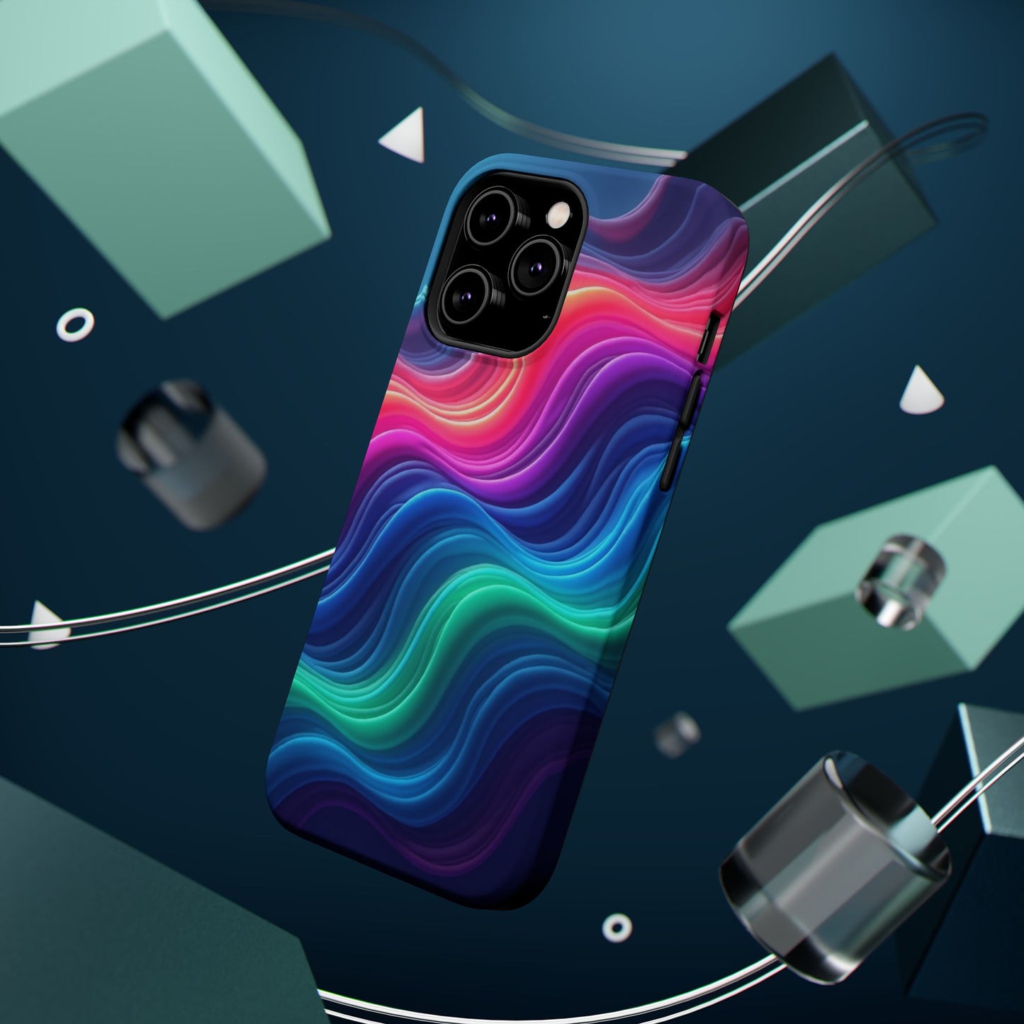 Neon Wave Phone Case - Aesthetic Glowing Design | iPhone 14-17 Cases | Trendy Gifts for Her, Rave Accessory