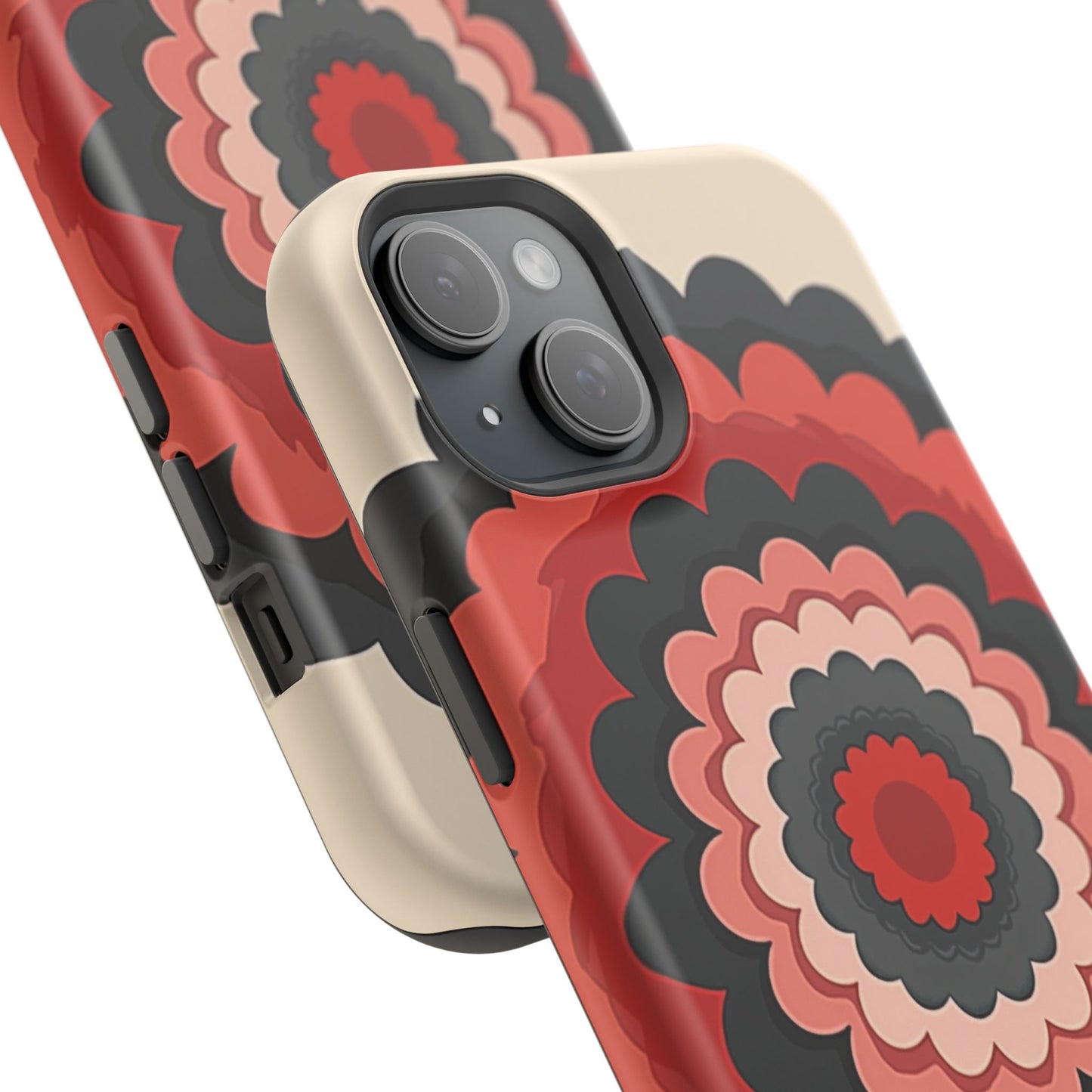 Layered Scallop Bloom iPhone Case - Retro Floral Design, Bold Aesthetic Gift Idea