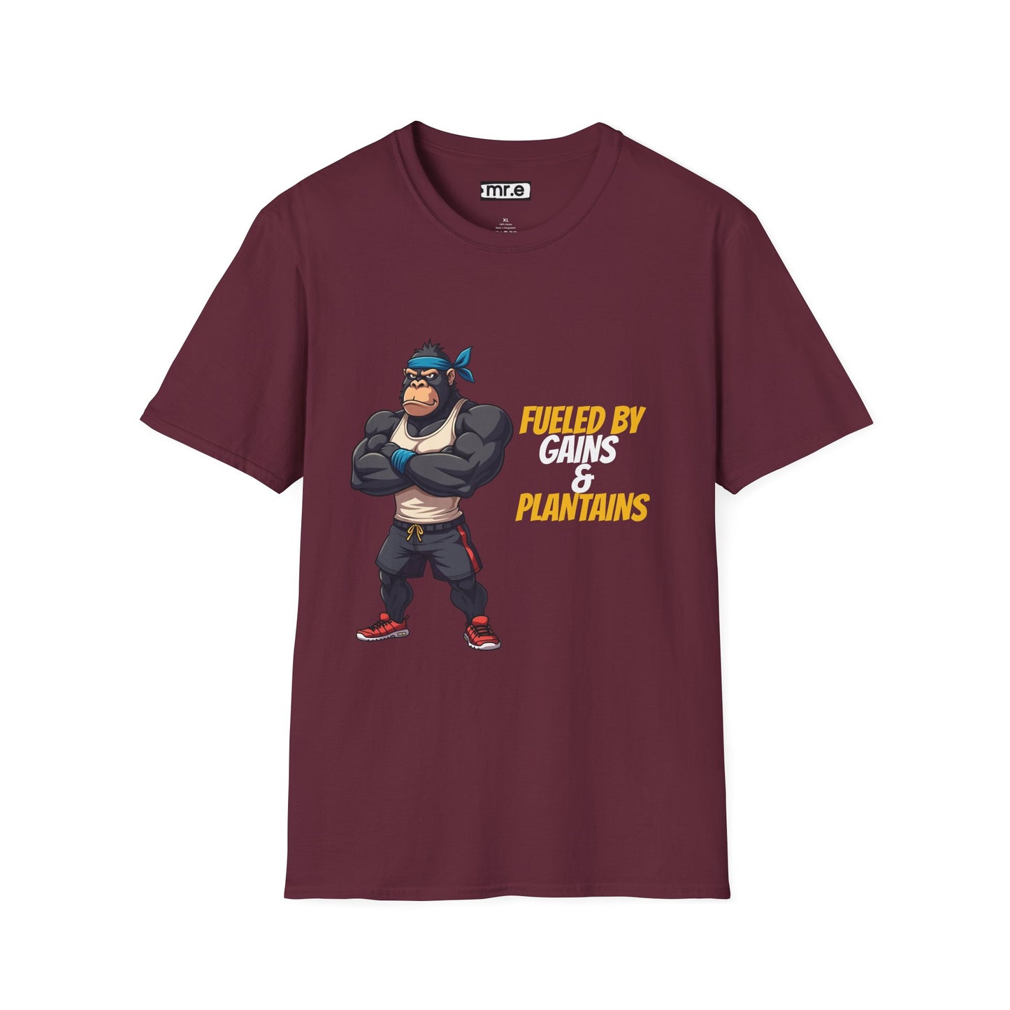 Fueled by Gains & Plantains β Funny Gym Gorilla T-Shirt