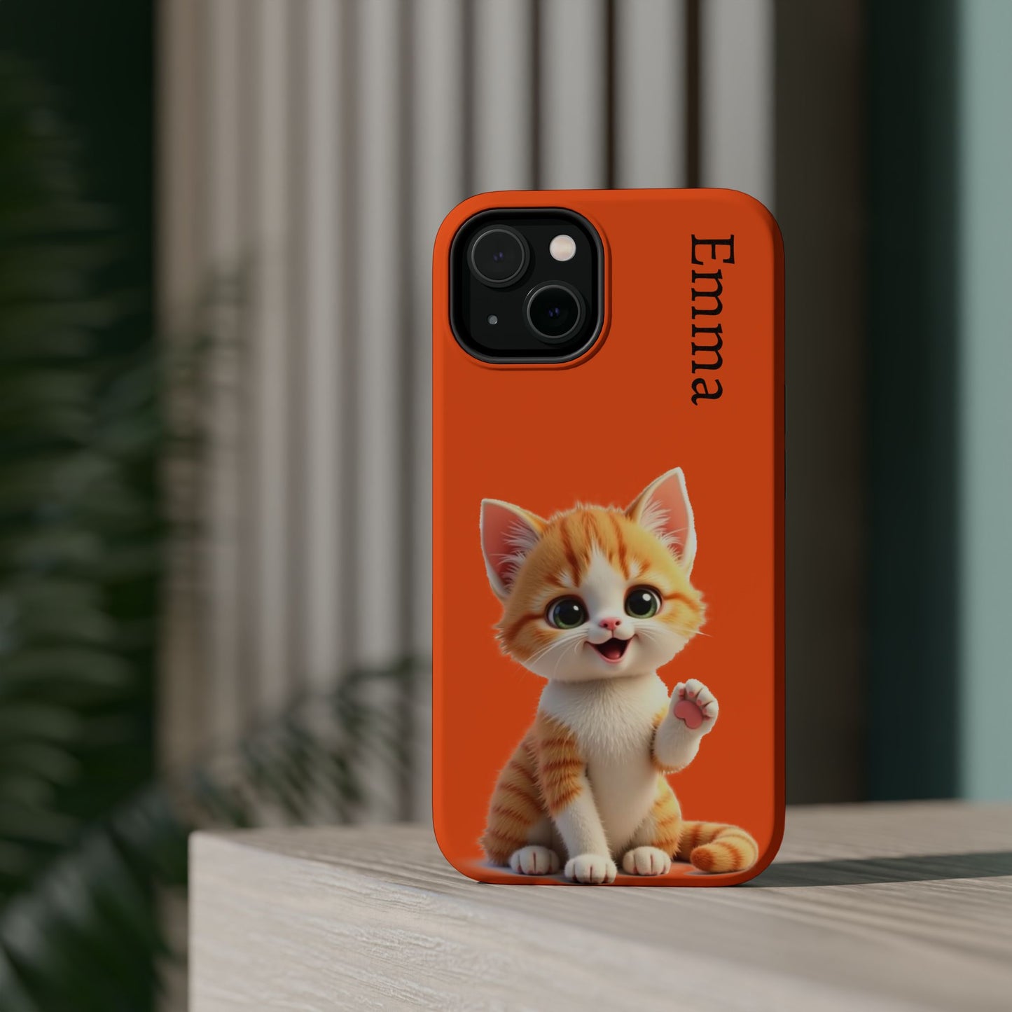 Personalized Orange Tabby Cat Phone Case - Custom Name Gift for Cat Lovers | Kawaii Kitten Cases for Girls & Women