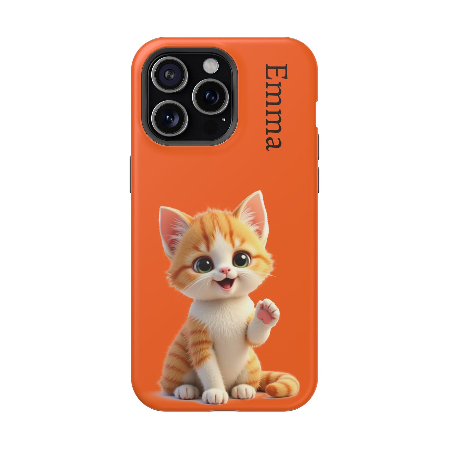Personalized Orange Tabby Cat Phone Case - Custom Name Gift for Cat Lovers | Kawaii Kitten Cases for Girls & Women