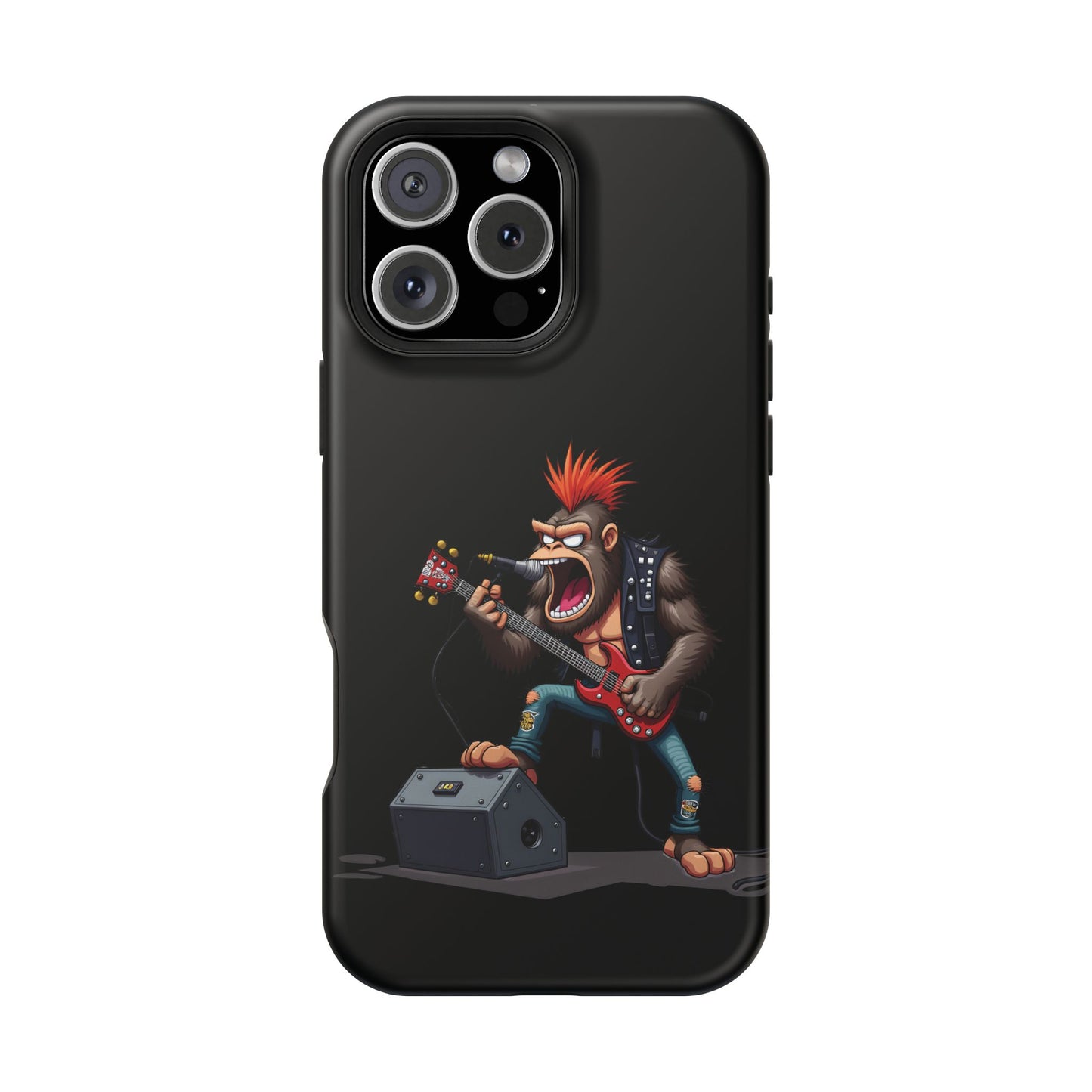 Punk Rock Gorilla iPhone Case - Funny Music Gift, Edgy Aesthetic, Animal Lover Gift