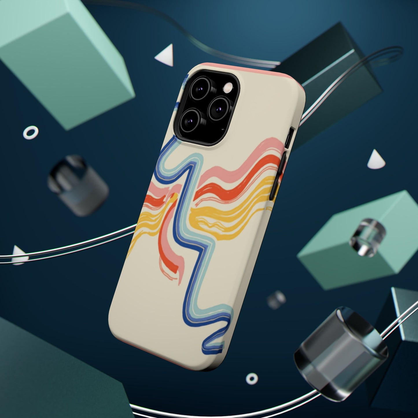 Retro Wave iPhone Case - Aesthetic Streamline Design, Trendy Gift Idea