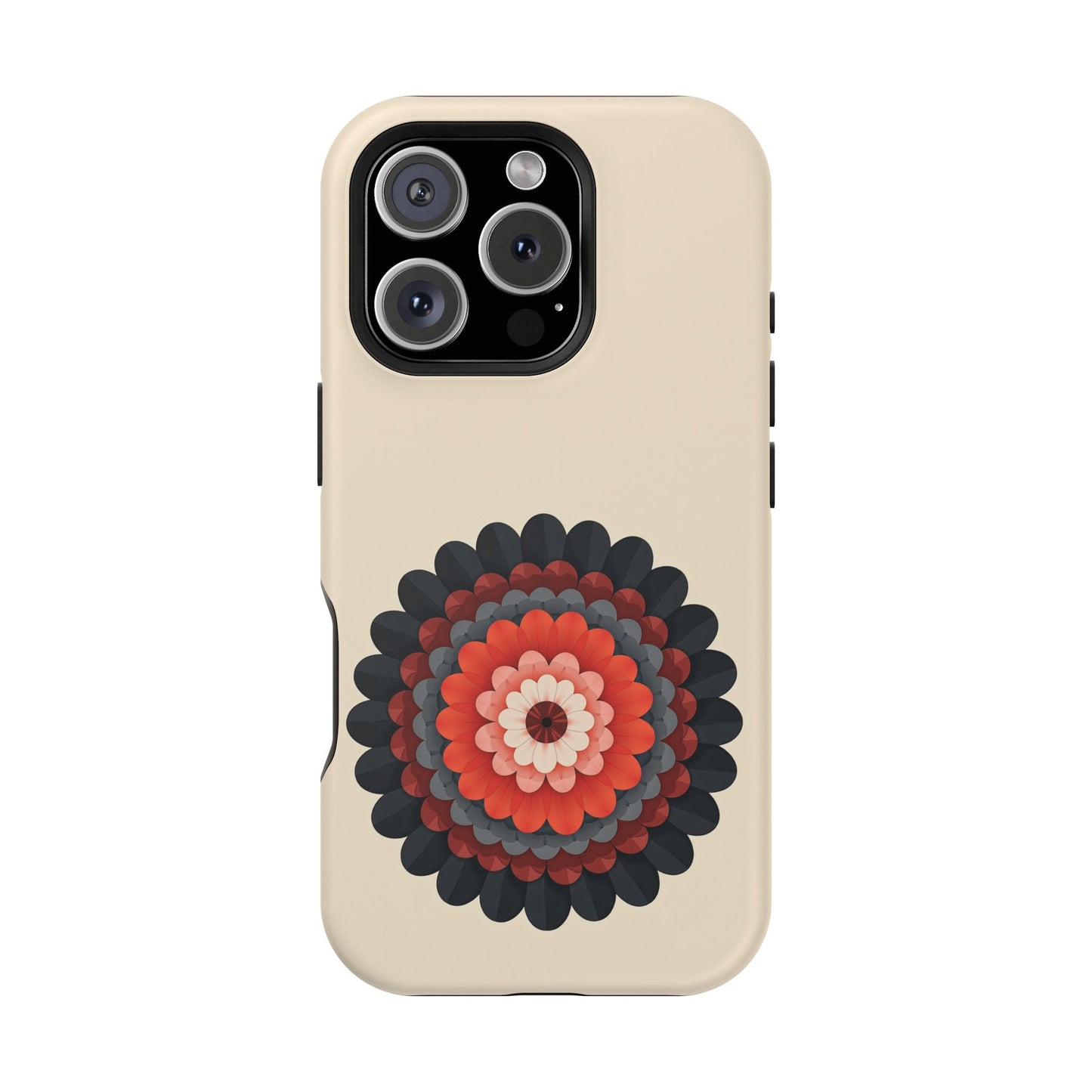 Red & Black Mandala iPhone Case - Bohemian Flower Design, Aesthetic Gift Idea
