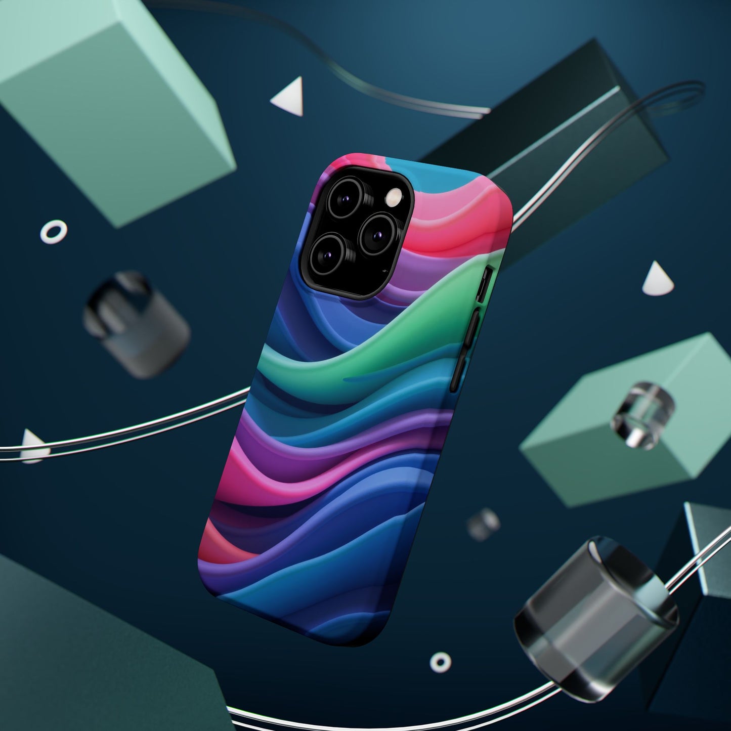 Oceanic Serenity iPhone Case - Abstract Wave Design, Calming Aesthetic Gift Idea