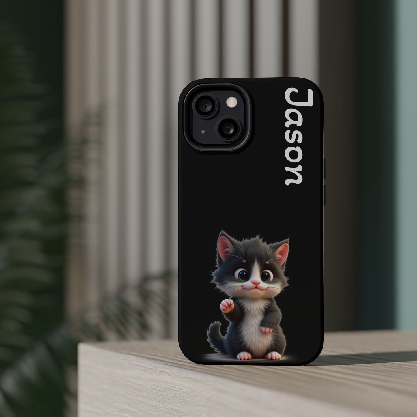 Personalized Kitten Phone Case - Custom Name Cat Lover Gift | Cute Black iPhone Cases for Women & Girls