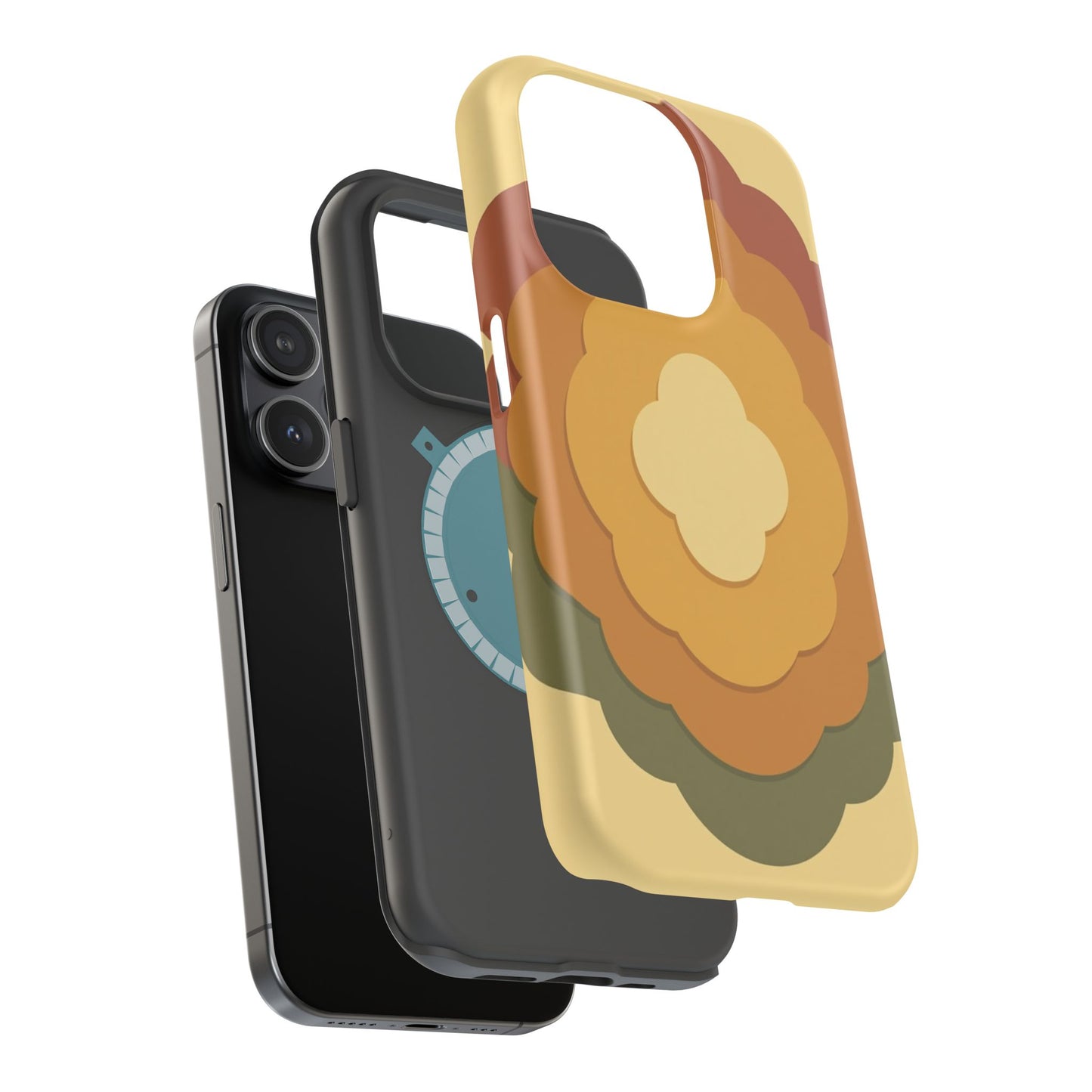 Retro Layered Bloom iPhone Case - 70s Flower Power Design, Vintage Aesthetic Gift Idea