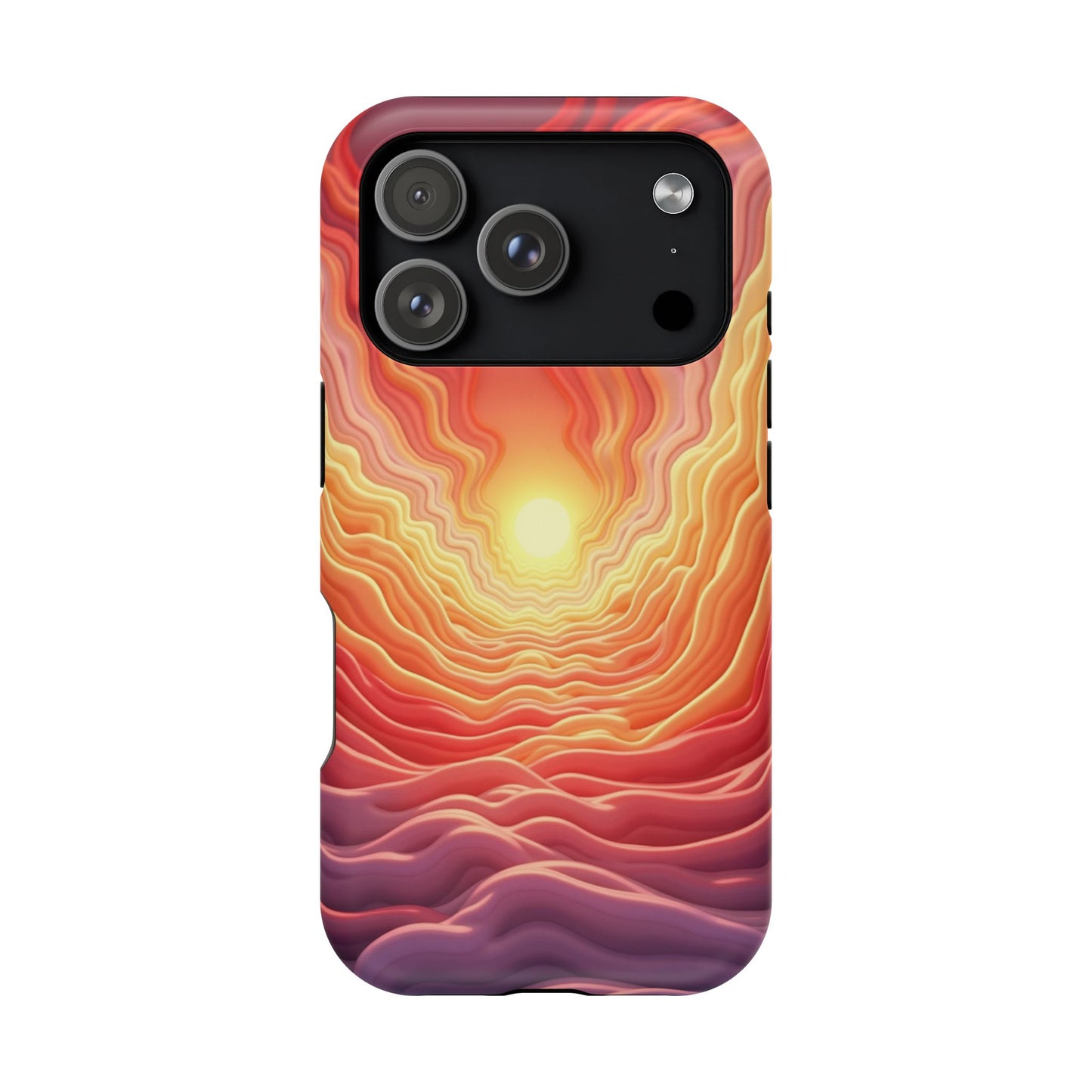 Golden Glow iPhone Case - Sunset Landscape Design, Aesthetic Gift Idea