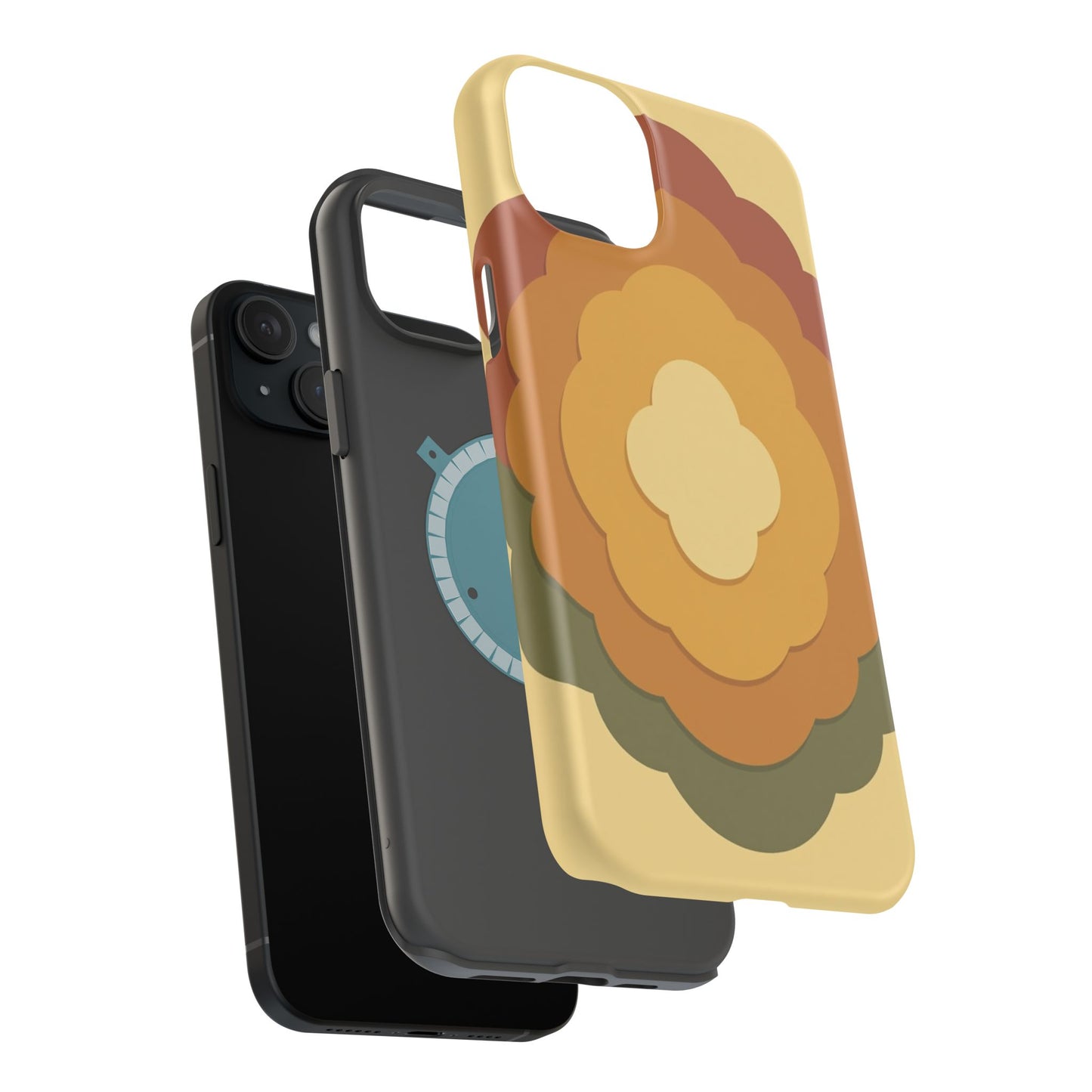 Retro Layered Bloom iPhone Case - 70s Flower Power Design, Vintage Aesthetic Gift Idea