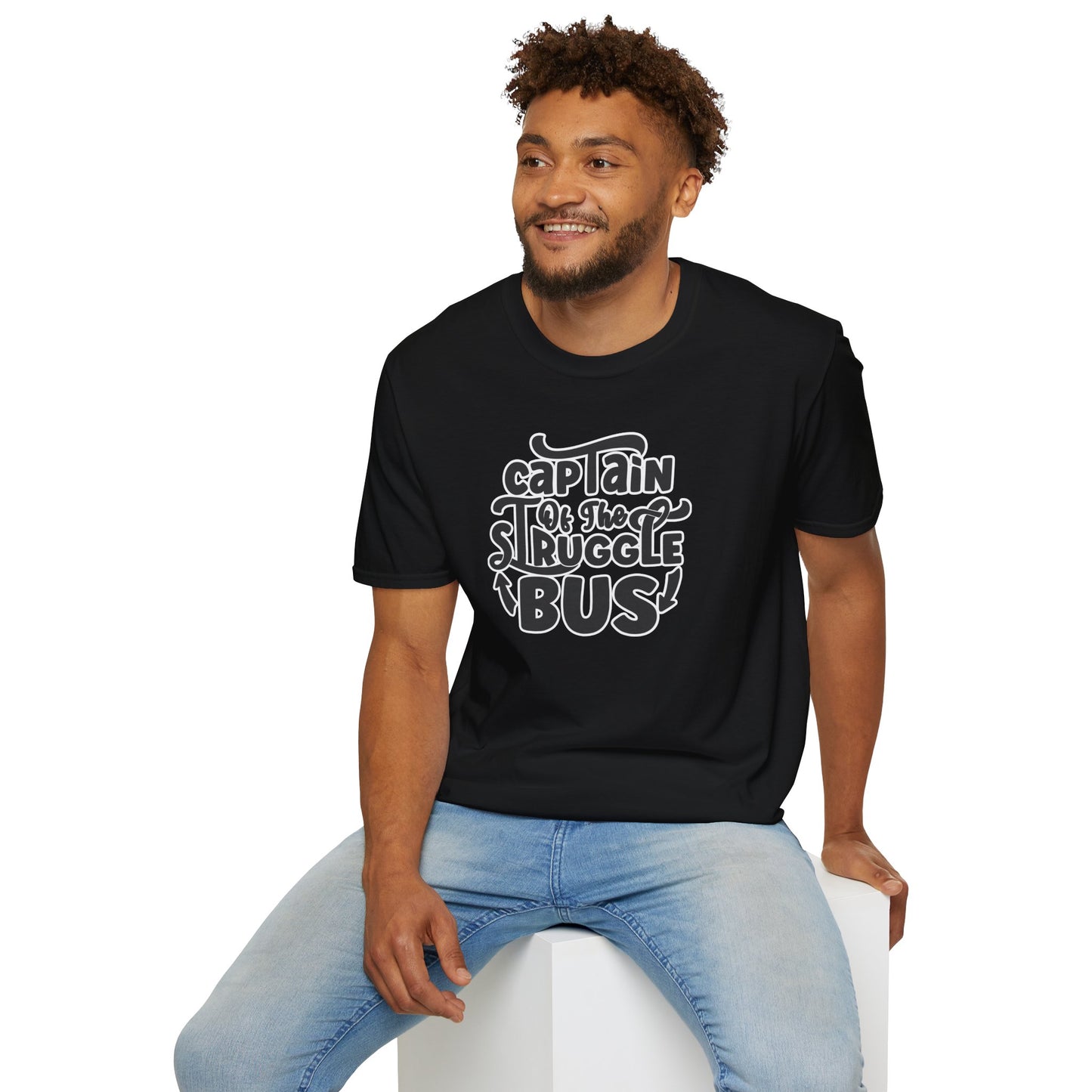 "Captain of the Struggle Bus" Funny & Relatable T-Shirt β Ironic Confidence Tee for the Overwhelmed, Charming, and Still Going Strong