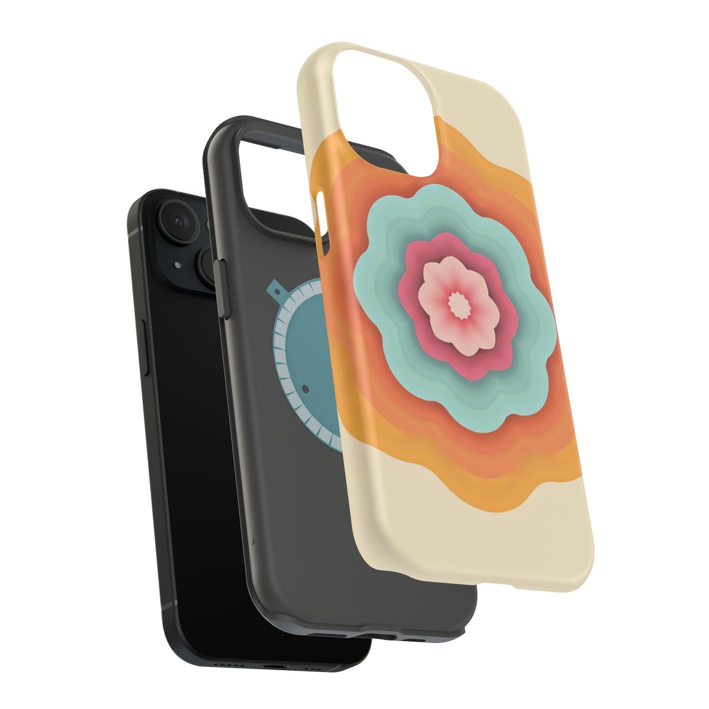 Retro Flower Phone Case - 70s Aesthetic iPhone Case, Vintage Gift Idea, Layered Floral Design