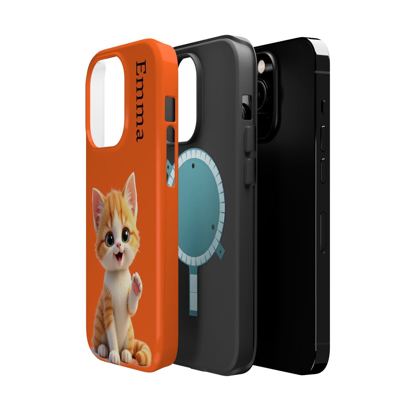 Personalized Orange Tabby Cat Phone Case - Custom Name Gift for Cat Lovers | Kawaii Kitten Cases for Girls & Women
