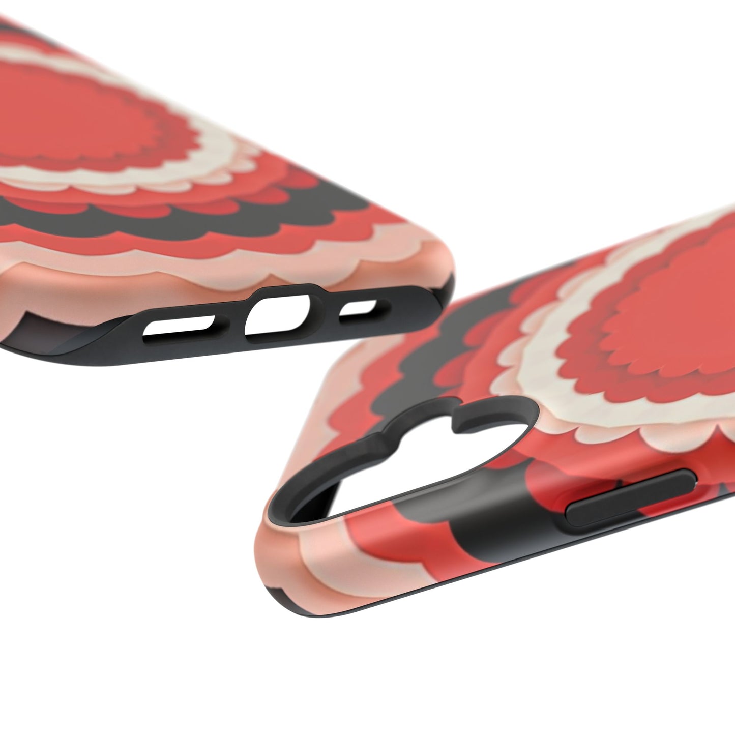 Red Floral iPhone Case - Bold Scalloped Design, Aesthetic Gift Idea