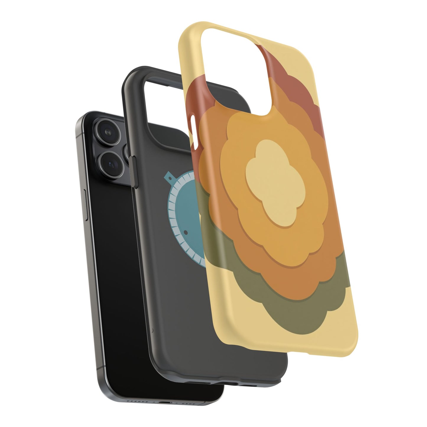 Retro Layered Bloom iPhone Case - 70s Flower Power Design, Vintage Aesthetic Gift Idea