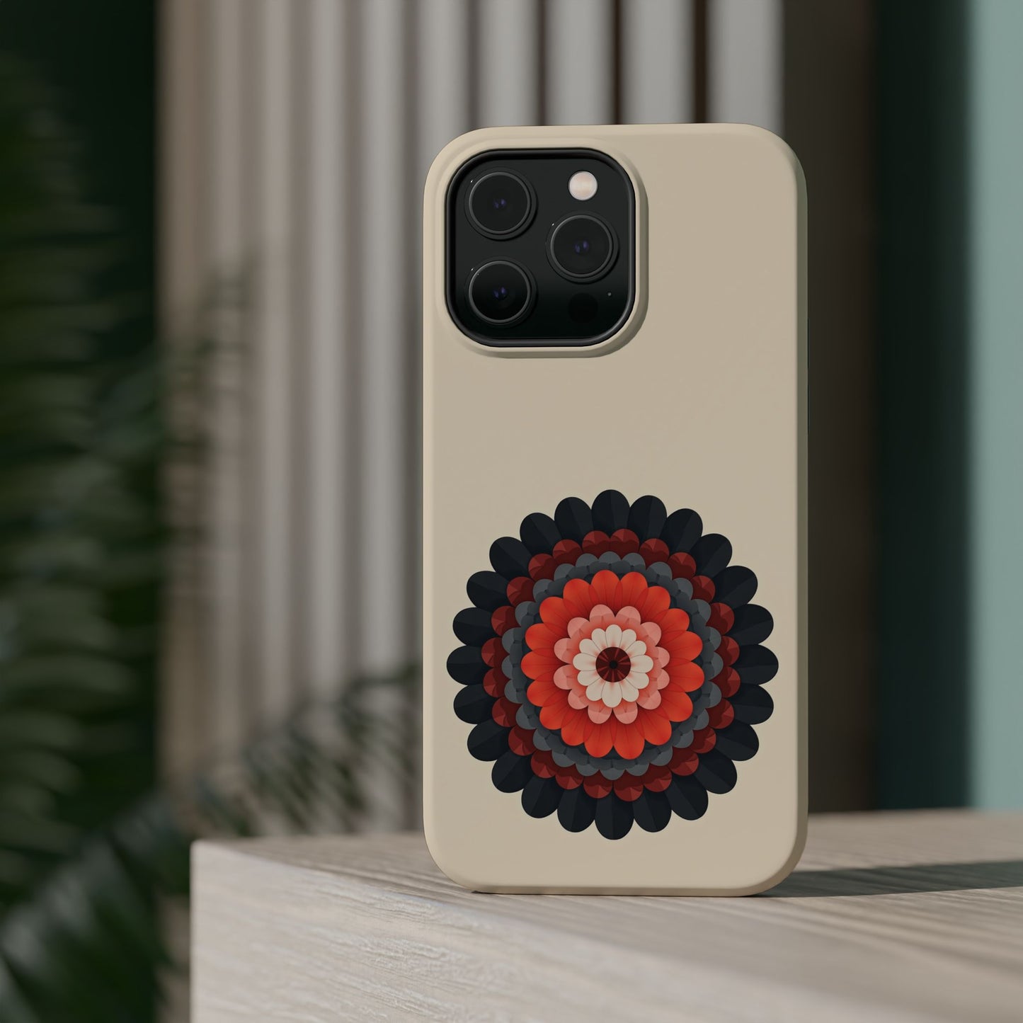 Red & Black Mandala iPhone Case - Bohemian Flower Design, Aesthetic Gift Idea