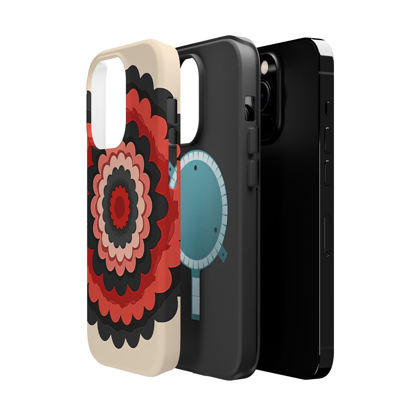 Layered Scallop Bloom iPhone Case - Retro Floral Design, Bold Aesthetic Gift Idea