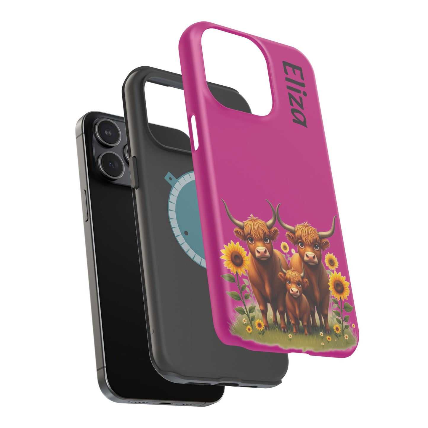Highland Cow Phone Case - Personalized Custom Name | Cute Farm Animal Gift | iPhone Cases for Women & Girls