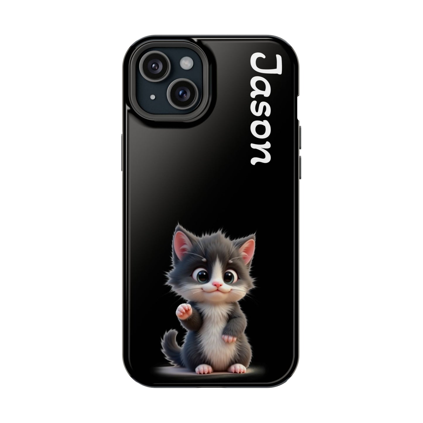 Personalized Kitten Phone Case - Custom Name Cat Lover Gift | Cute Black iPhone Cases for Women & Girls