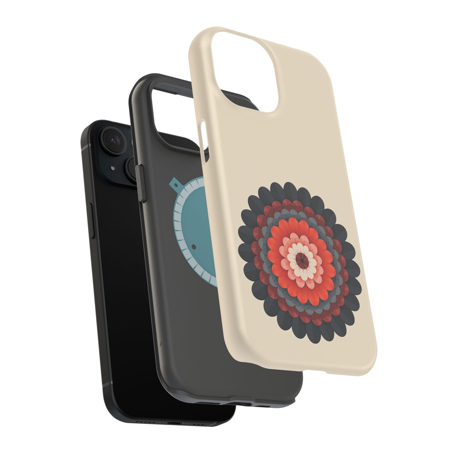 Red & Black Mandala iPhone Case - Bohemian Flower Design, Aesthetic Gift Idea