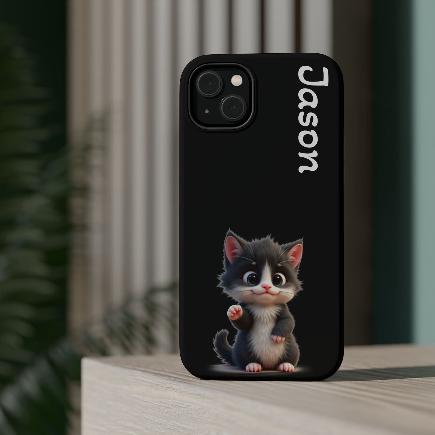 Personalized Kitten Phone Case - Custom Name Cat Lover Gift | Cute Black iPhone Cases for Women & Girls