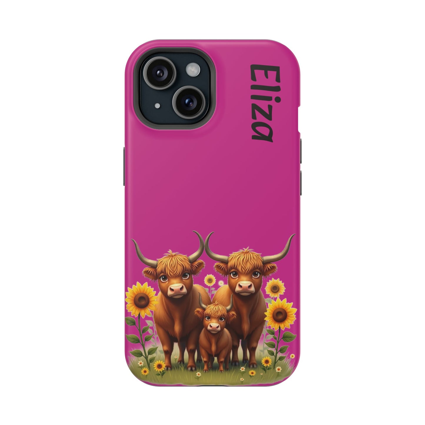 Highland Cow Phone Case - Personalized Custom Name | Cute Farm Animal Gift | iPhone Cases for Women & Girls