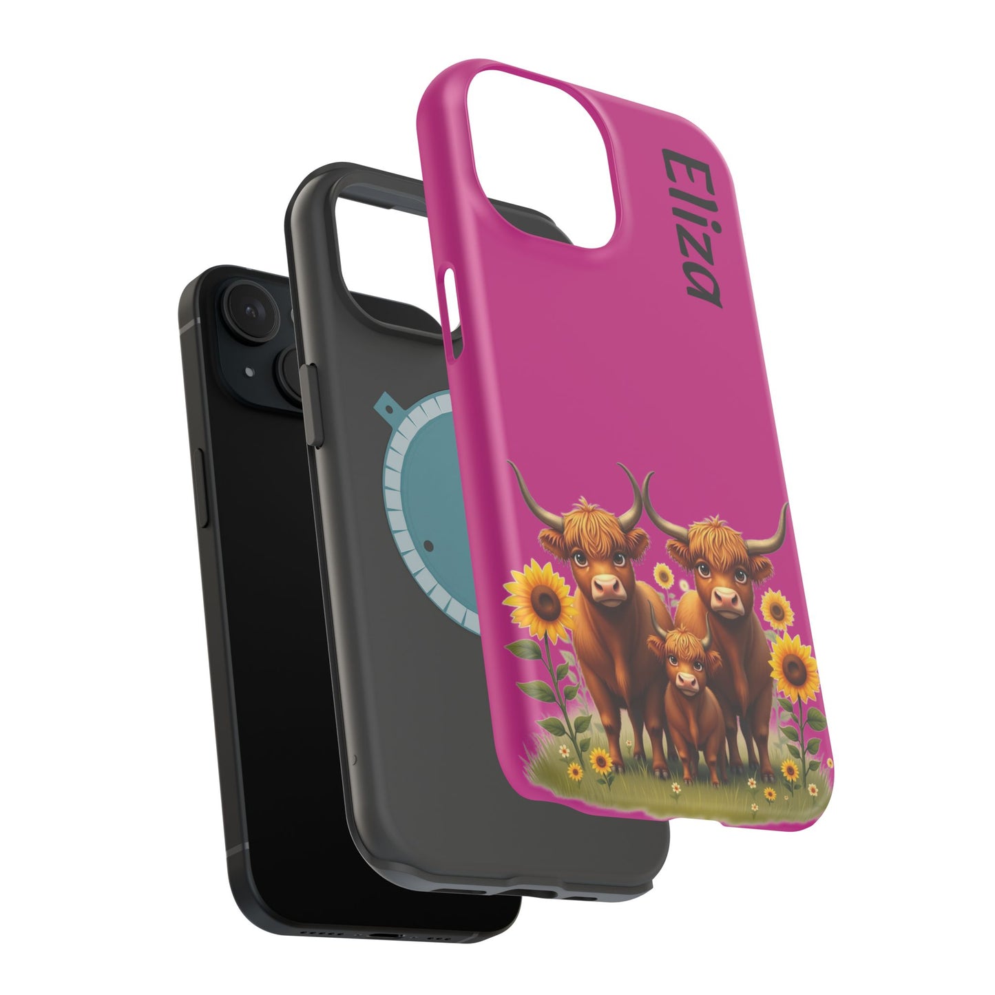 Highland Cow Phone Case - Personalized Custom Name | Cute Farm Animal Gift | iPhone Cases for Women & Girls
