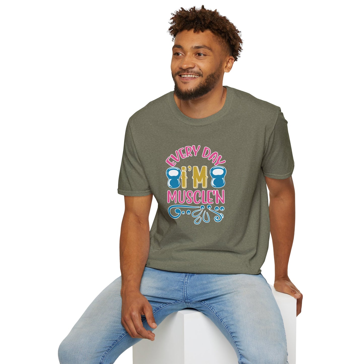 Funny Workout Shirt - “Every Day I’m Muscle’n” Gym Tee, Gift for Fitness Lovers, Motivational Exercise Clothing