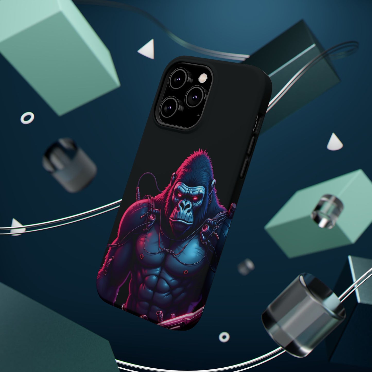 Cyber Primal Phone Case – Neon Power, Gorilla Strength