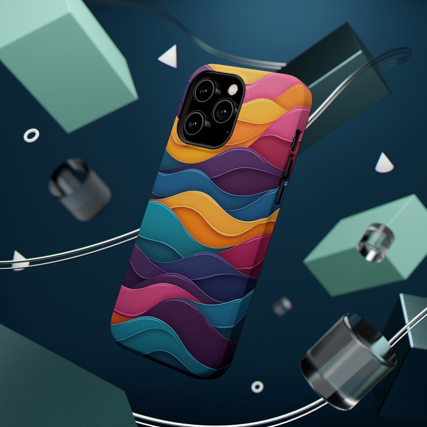 Colorful Wave Phone Case - Aesthetic iPhone Case, Bright Gift Idea, Trendy Summer Accessory