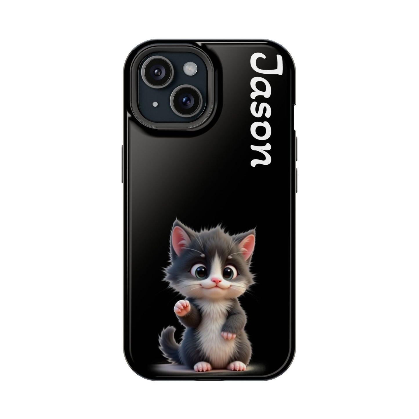 Personalized Kitten Phone Case - Custom Name Cat Lover Gift | Cute Black iPhone Cases for Women & Girls