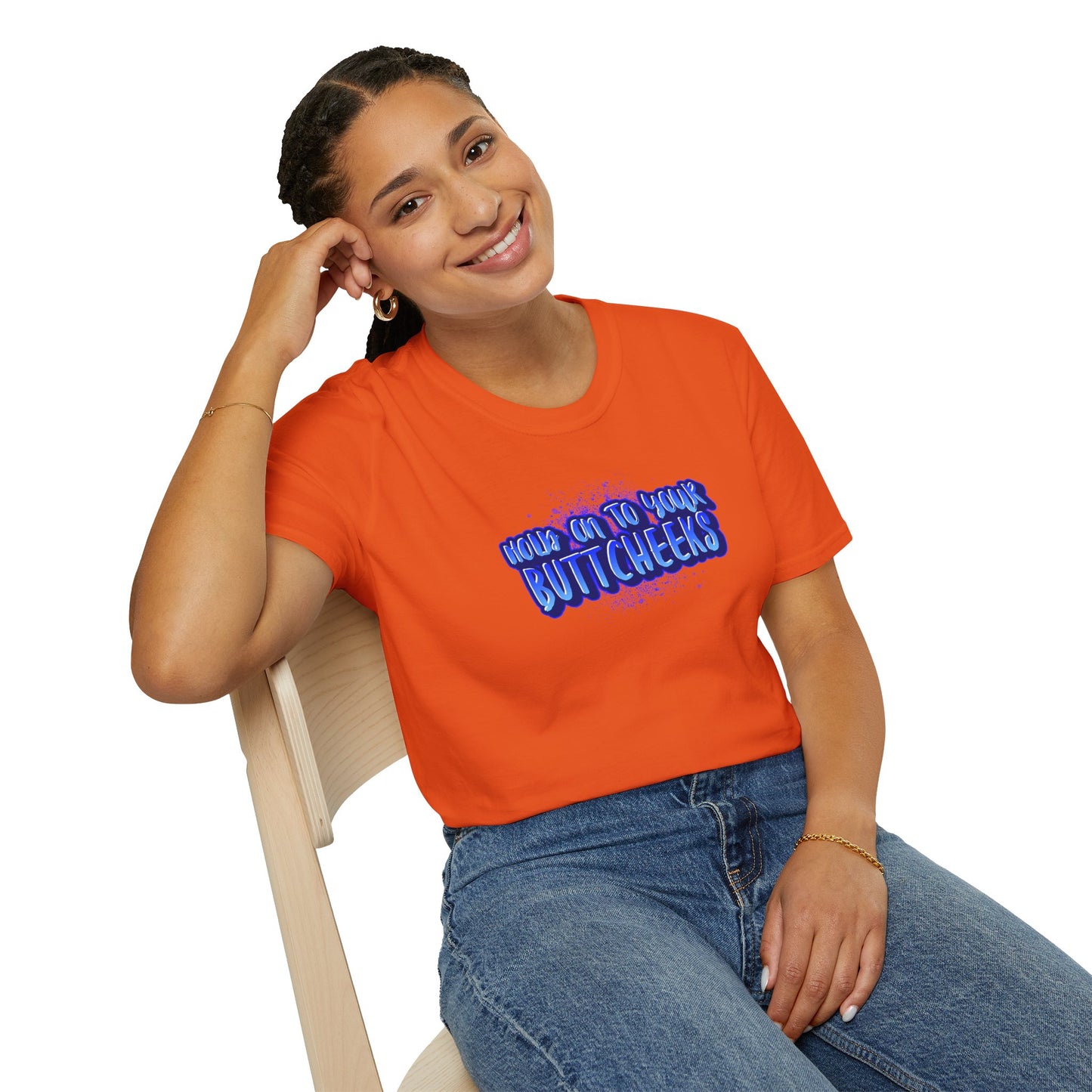 'Hold On To Your Buttcheeks' - Humorous Unisex Lightweight Cotton T-Shirt
