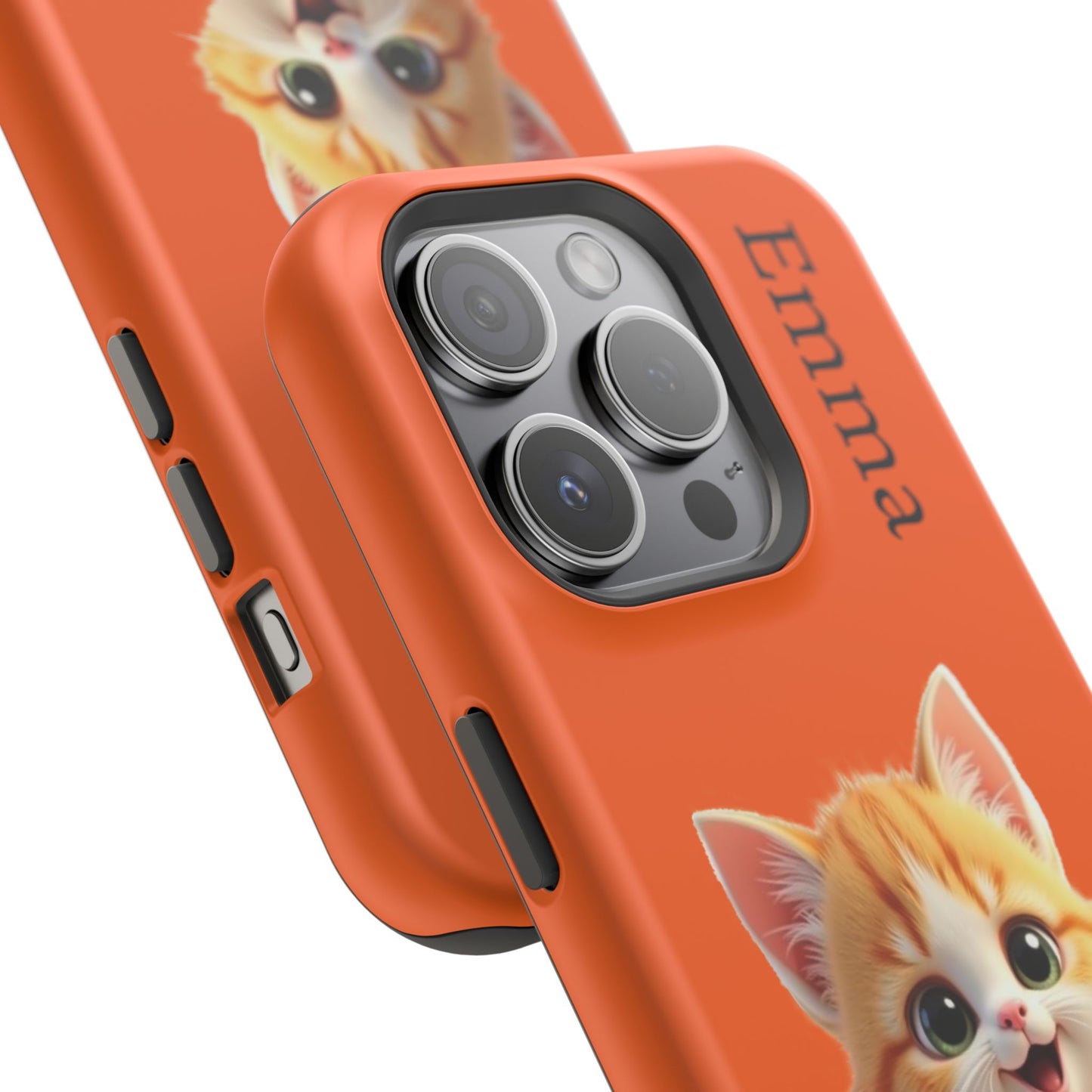 Personalized Orange Tabby Cat Phone Case - Custom Name Gift for Cat Lovers | Kawaii Kitten Cases for Girls & Women
