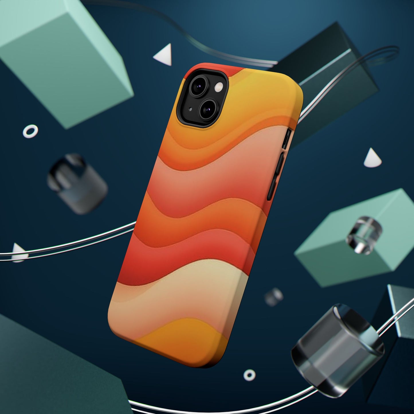 Sunset Waves Phone Case - Aesthetic Orange & Yellow Gift | Retro Summer Vibes Cases