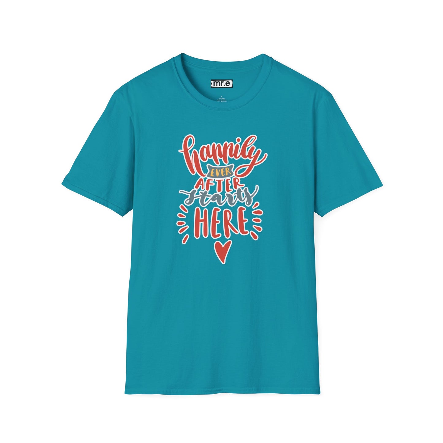 "Happily Ever After Starts Here" Inspirational & Wholesome T-Shirt – Cute Motivational Graphic Tee for Dreamers, Romantics & New Beginnings