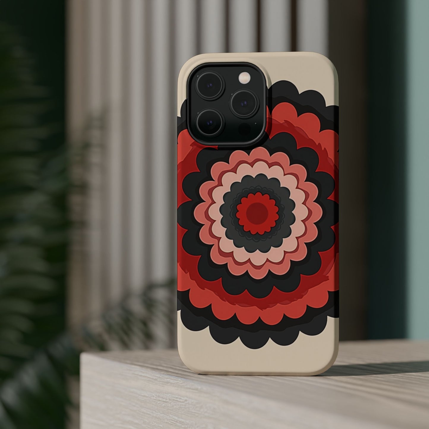 Layered Scallop Bloom iPhone Case - Retro Floral Design, Bold Aesthetic Gift Idea