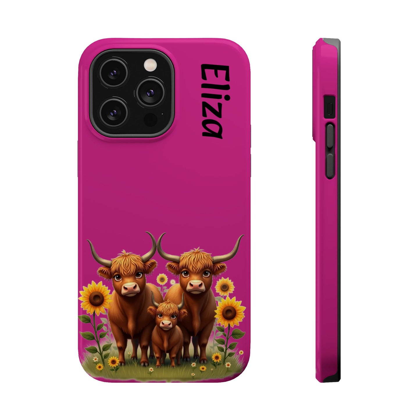 Highland Cow Phone Case - Personalized Custom Name | Cute Farm Animal Gift | iPhone Cases for Women & Girls