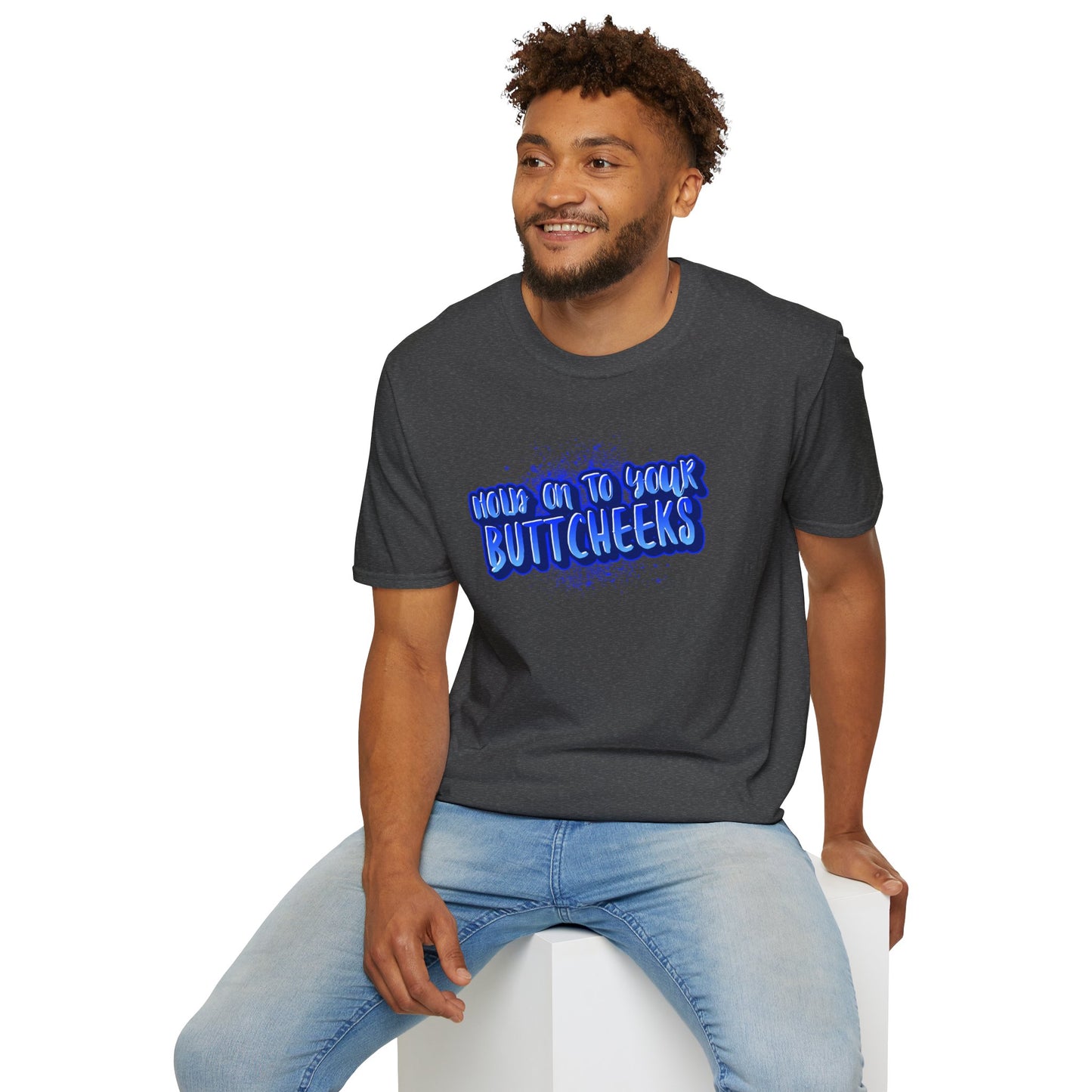 'Hold On To Your Buttcheeks' - Humorous Unisex Lightweight Cotton T-Shirt