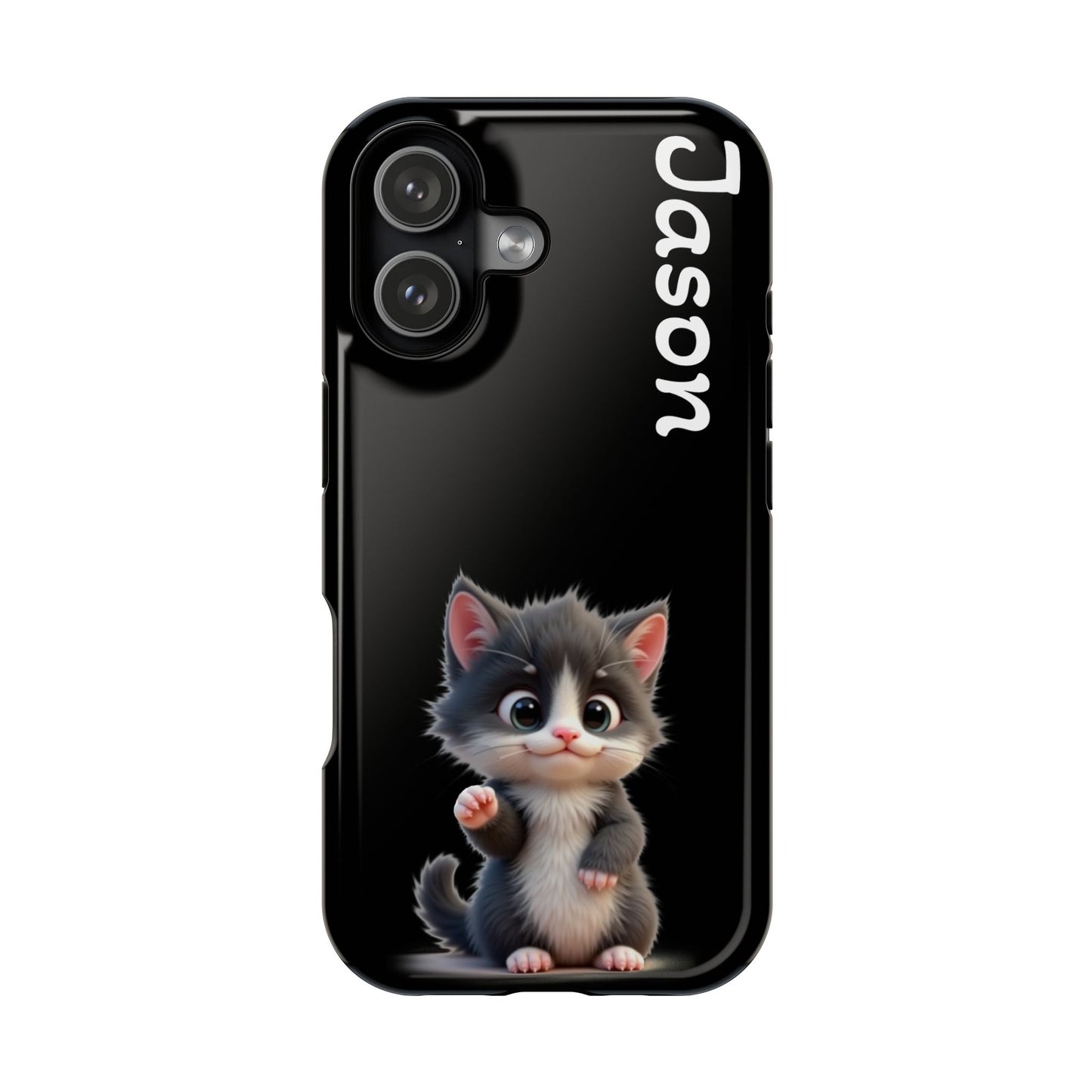 Personalized Kitten Phone Case - Custom Name Cat Lover Gift | Cute Black iPhone Cases for Women & Girls