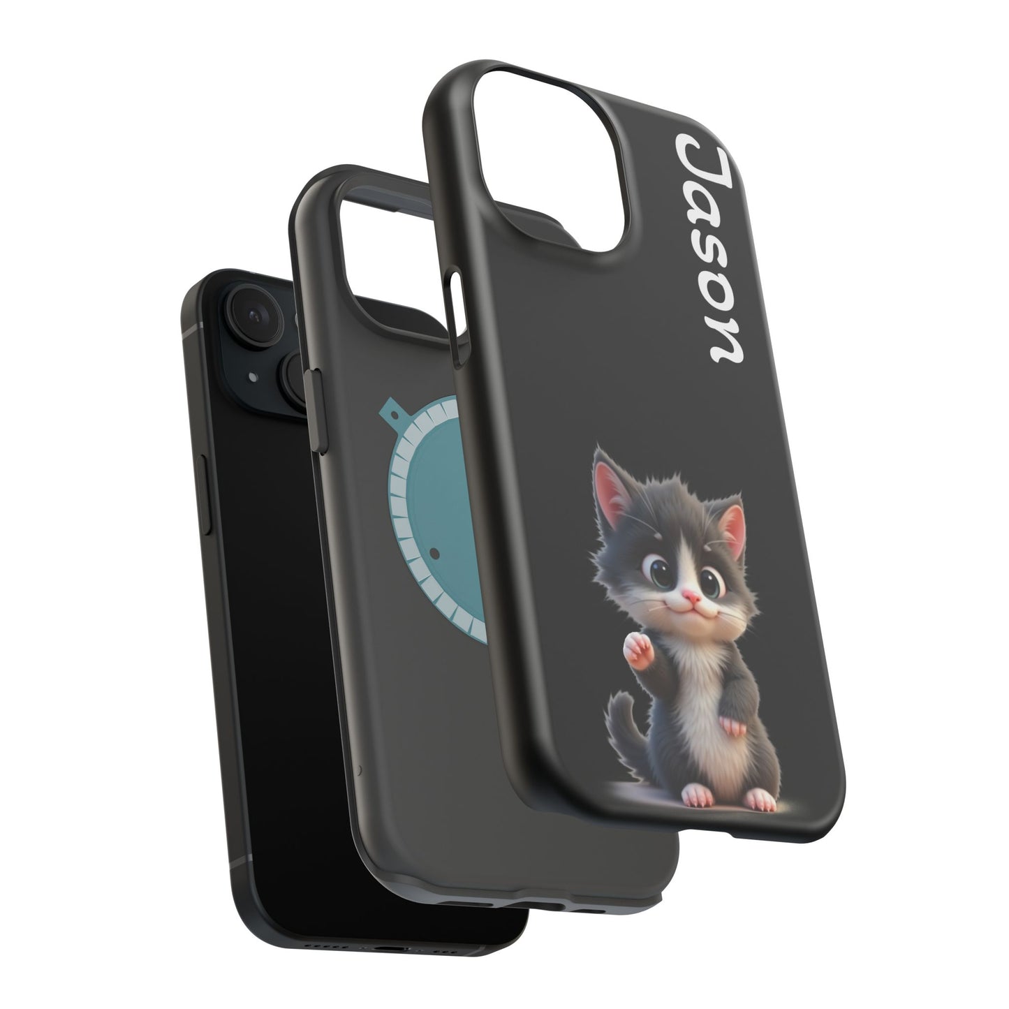 Personalized Kitten Phone Case - Custom Name Cat Lover Gift | Cute Black iPhone Cases for Women & Girls