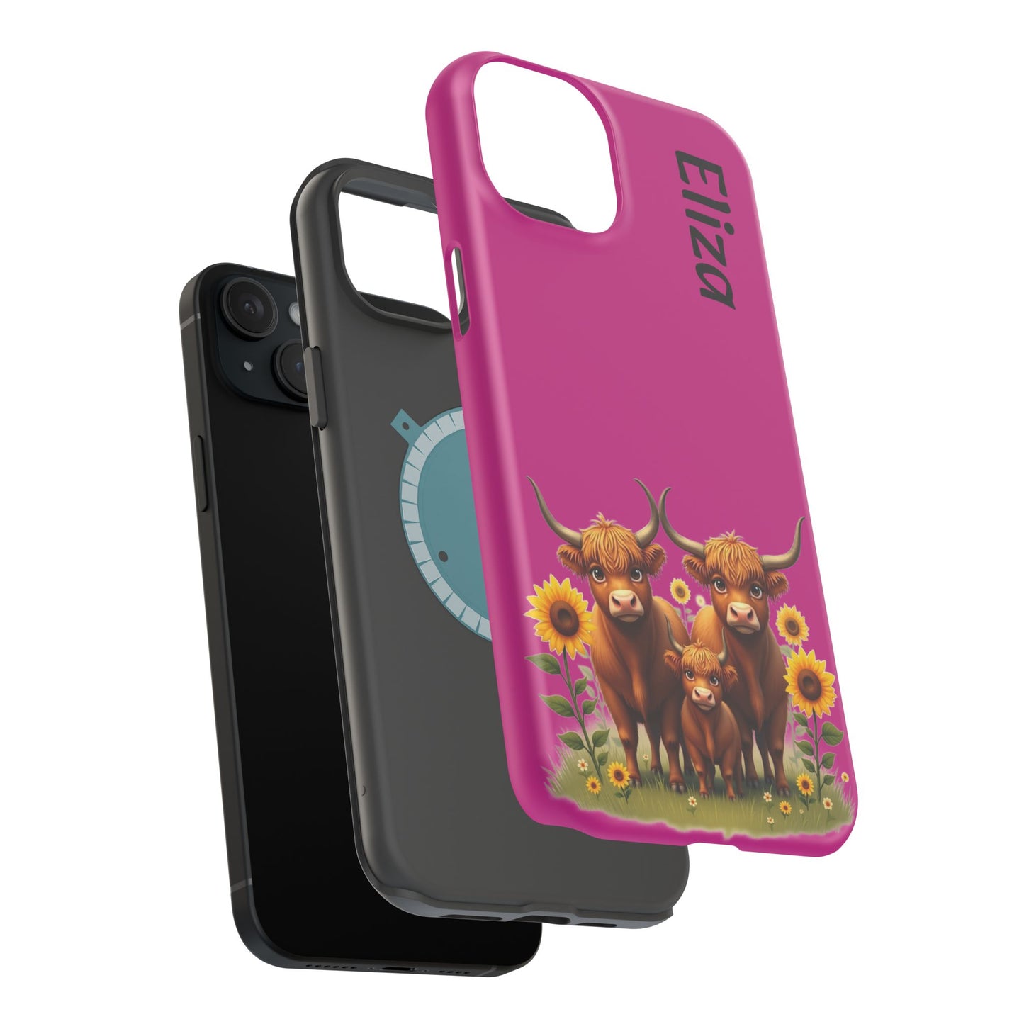 Highland Cow Phone Case - Personalized Custom Name | Cute Farm Animal Gift | iPhone Cases for Women & Girls