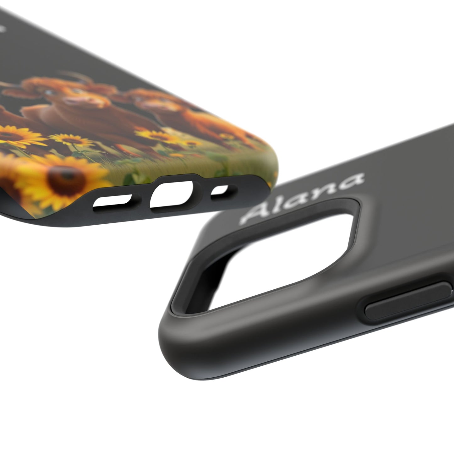 Personalized Highland Cow Phone Case - Custom Name Farm Animal Gift | Cute Black iPhone Cases for Women & Girls